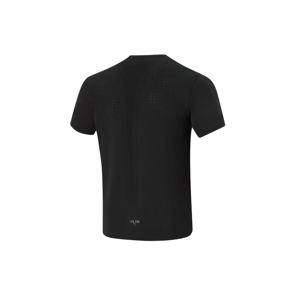 Li Ning Seria de Alergare Culoare Solidă Pulover cu Gât Rotund Respirabil Tricou cu Mânecă Scurtă Bărbați Topuri Negru ATSU195-1