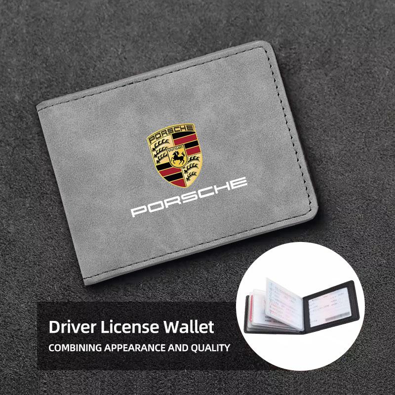 Car Carbon Fiber Driver Holder License ID Card Bag For Porsche Cayenne Panamera Macan 911 718 Taycan Boxster Cayman 918 Pajun