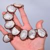 Friendship Day Deal Oval Fossil Coral Stone Copper Electroformed Chain Necklace V-86
