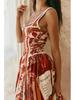 2026 Fashionable Spaghetti Strap Lace Linen Patchwork Dress
