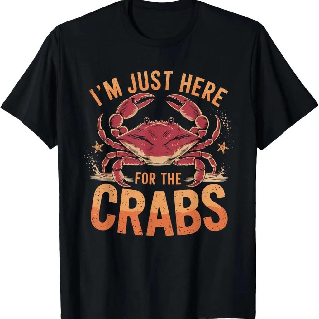 Im Just Here For The Crabs Sea Animal FisherUnisex Crab T Shirt Funny vintage Washed Breathable graphic Soft Stylish