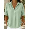 QICED Women's Fashion POLO Neck Short Sleeve Casual Blouses & Shirts Casual Chic