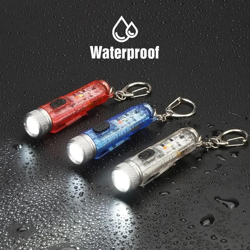 Multi-mode Mini LED Flashlight TYPE-C Fast Charge Waterproof Fluorescent Belt Clip Warning Camping Magnetic Flashlight