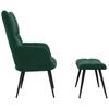 Vidaxl Armchair with Footstool, Dark Green, Upholstered In Velvet
