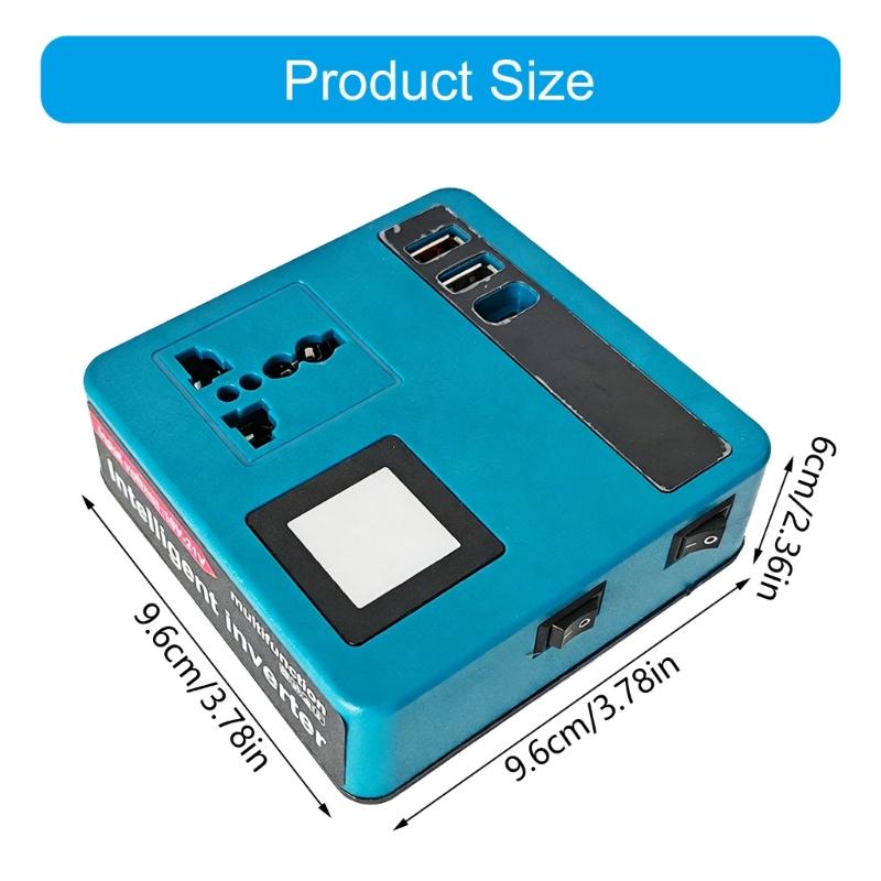 High Efficiency Power Inverter Converts 18V to 220V Includes LED Light Suitable for Outdoor Use with USB and Type C Port
