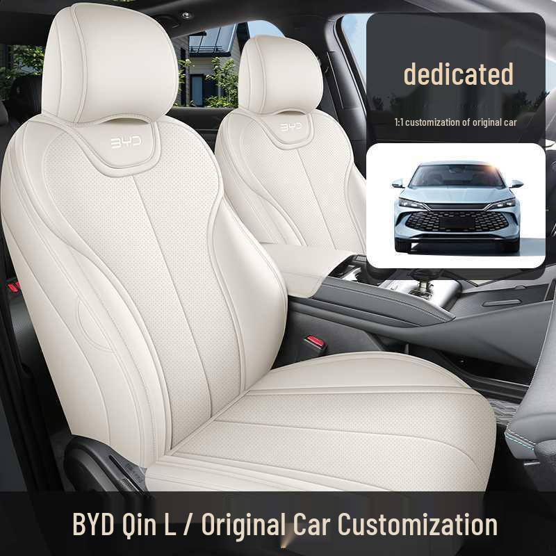BYD Qin L D-MI Special Perforated Leather Full Surround Seat Cover - Breathable, All-Season Universal Cushion.