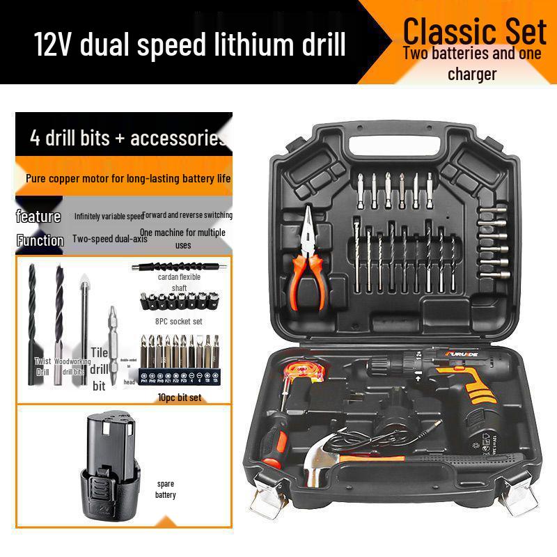 Electric Drill & Multi-Tool Set for Household and Woodworking Repairs.
