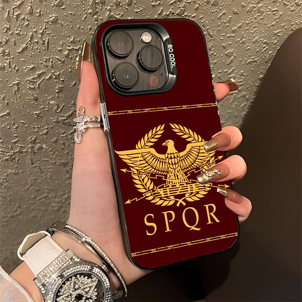 The Roman Empire Emblem SPQR Phone Case For iPhone 16,15,14,13,12,11,Pro,Max,Plus,Mini,XS,SE Anti Fall Black Matte Hard Bumper