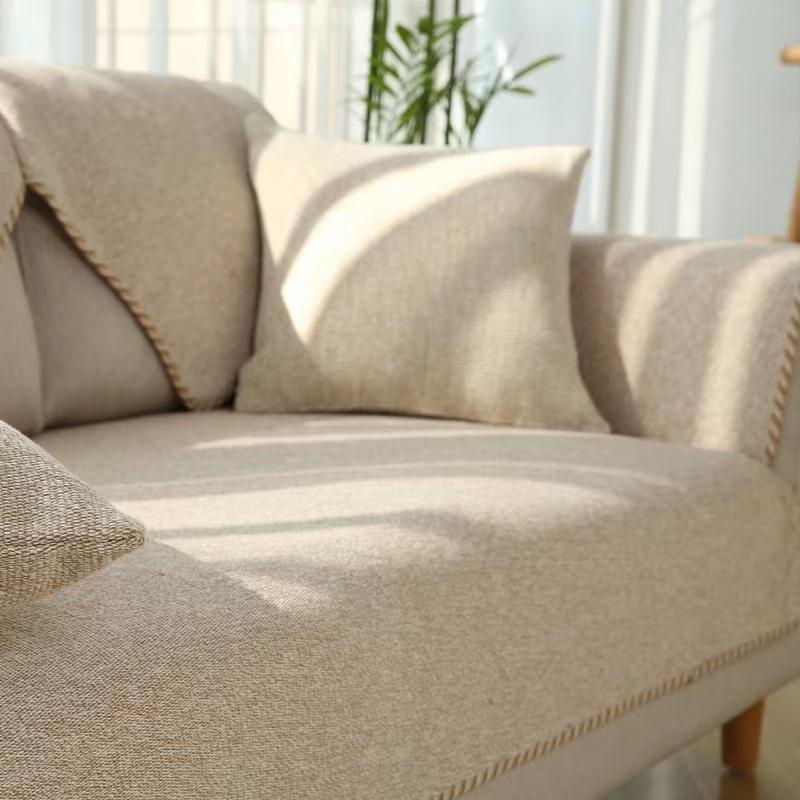 Minimalist Sofa Cushion, Seat Cushion Fabric, All Season Universal Anti Slip Cotton and Linen Seat Cushion, Backrest Towel Cover, Sofa Cover