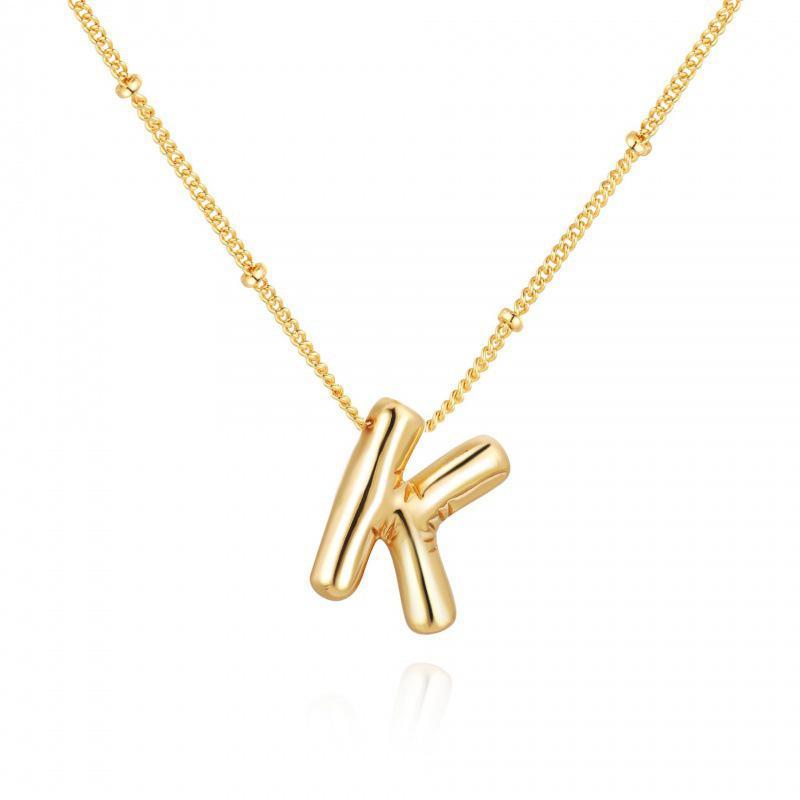 Minimalist Copper-Plated Gold Alphabet Pendant Sweater Chain Jewelry