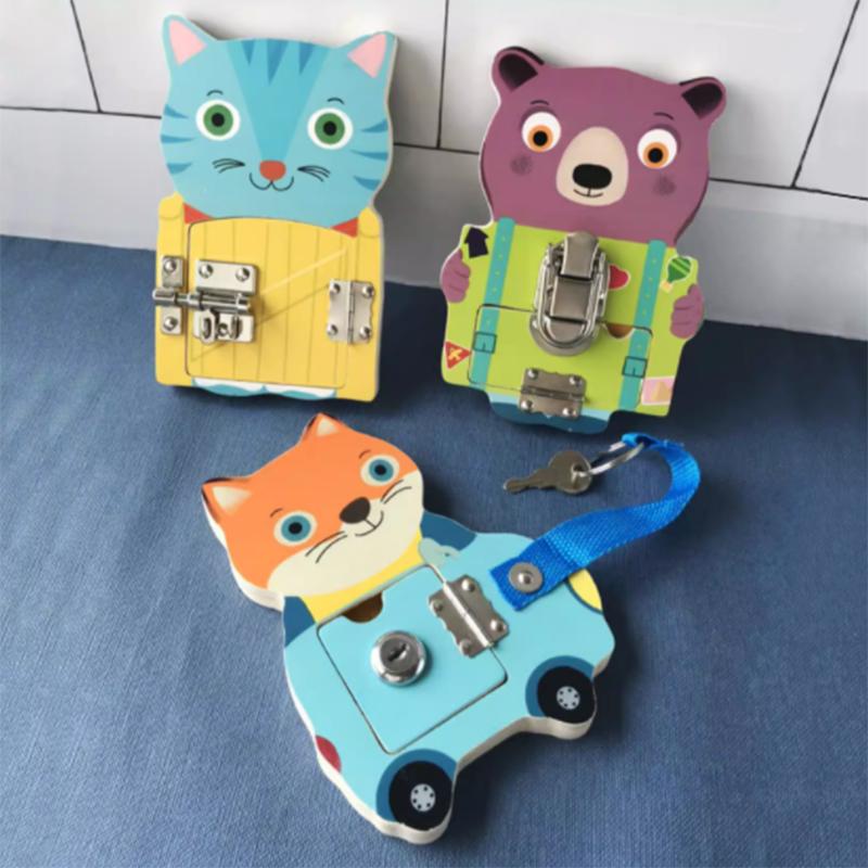 Montessori Preschool Puzzle Learning Basic Skills Unlocking Toys Cute Animals Wooden Games Teaching Aids