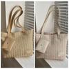 Bohemian Style Weave Straw Tote Bag Square Raffia Shoulder Bag Casual Beach Bag  Streetwear