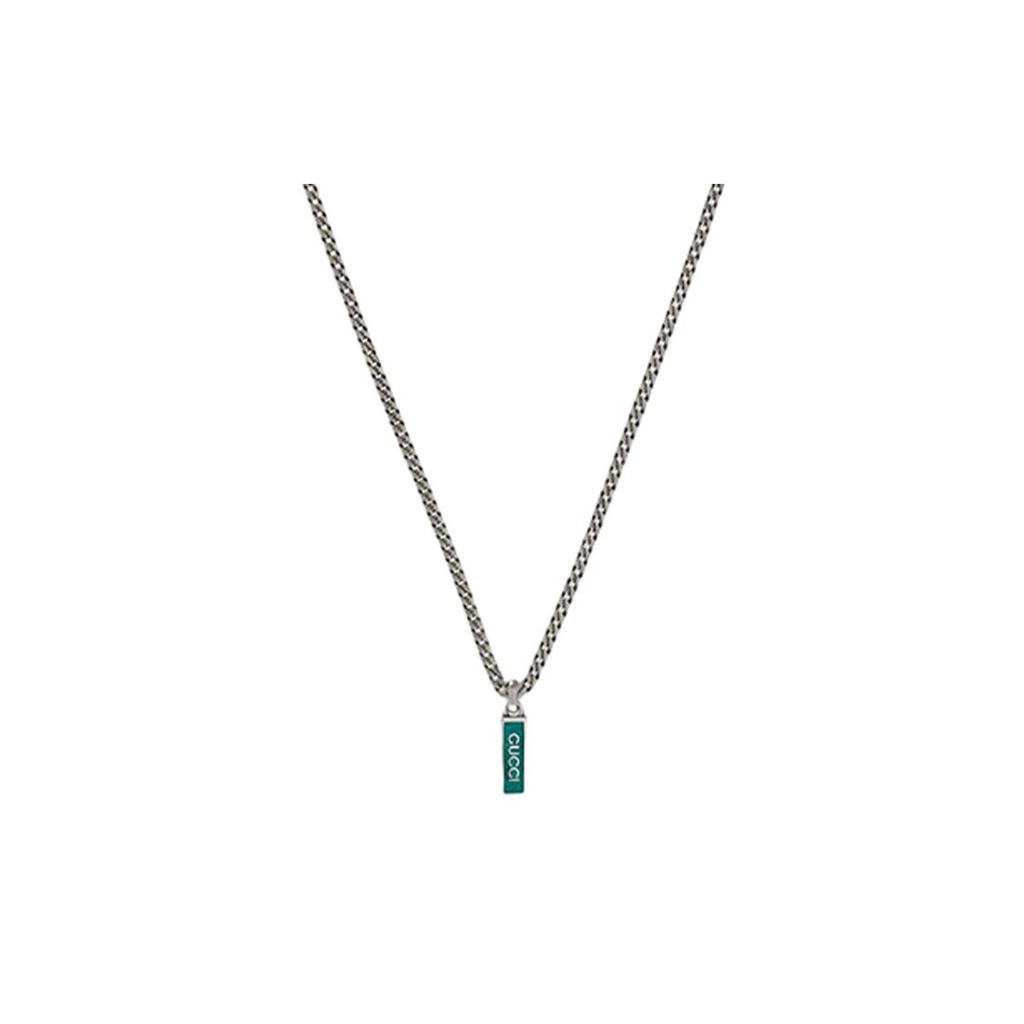Gucci Enamel Pendant Vintage Style Polished 925 Silver Necklace Unisex necklace 678714-J8410-8183
