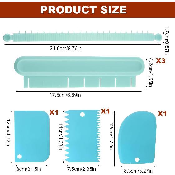 6 Pack Cake Arch Guide Tool with Cake Scrapers, Cake Decorating Tools with Arch Ruler for Swag Marking, Baking Supplies for Beginners and Cake