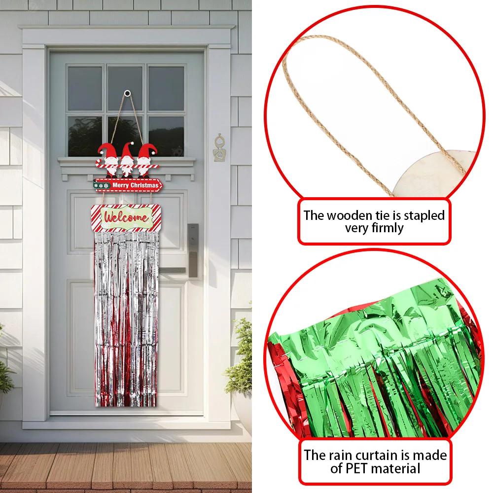 Merry Christmas Wooden Sign Christmas Decoration Wooden Welcome Door Sign Elk Old Man Tassel Hanging Sign Christmas Decorations