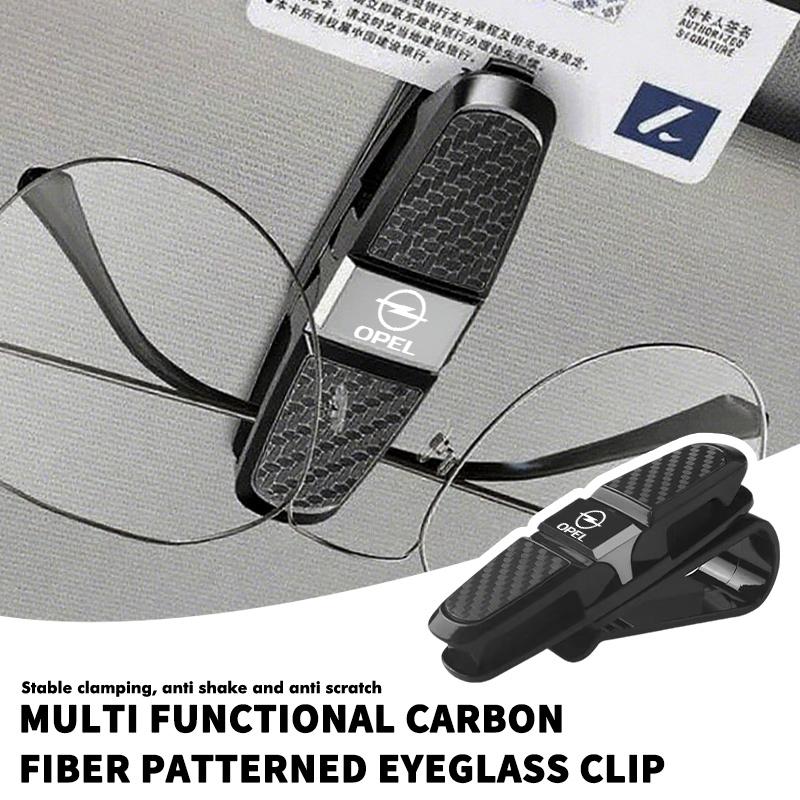 Carbon Car Sun Visor Glasses Clip Card Ticket Holder Fastener For Opel Corsa Mokka Astra Cascada Adam Insignia Meriva Vectra