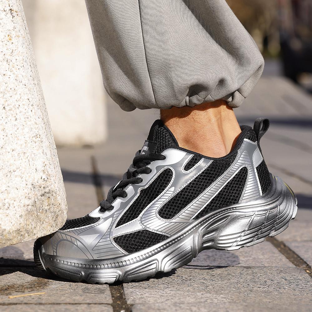 Men's Safety Shoes For Work Anti Smashing Anti Puncture Breathable Silver Gray