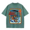 2026 Vintage Satan Is Waitin Bus Stop Graphic Washed T Shirt Men Women Retro Cartoon Oversized Short Sleeve Casual Streetwear Fa