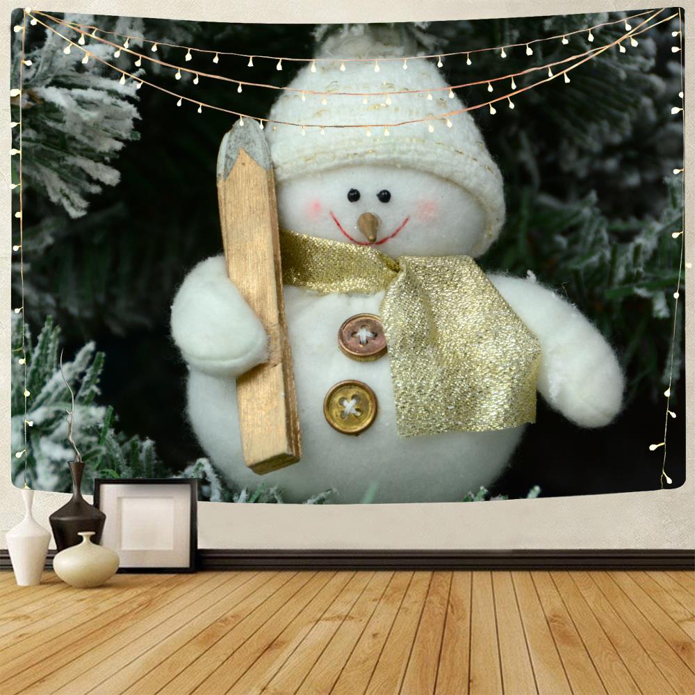 Christmas Snowman Decorative Print Pattern Tapestry Home Living Room Bedroom Wall Background Fabric Tapestry