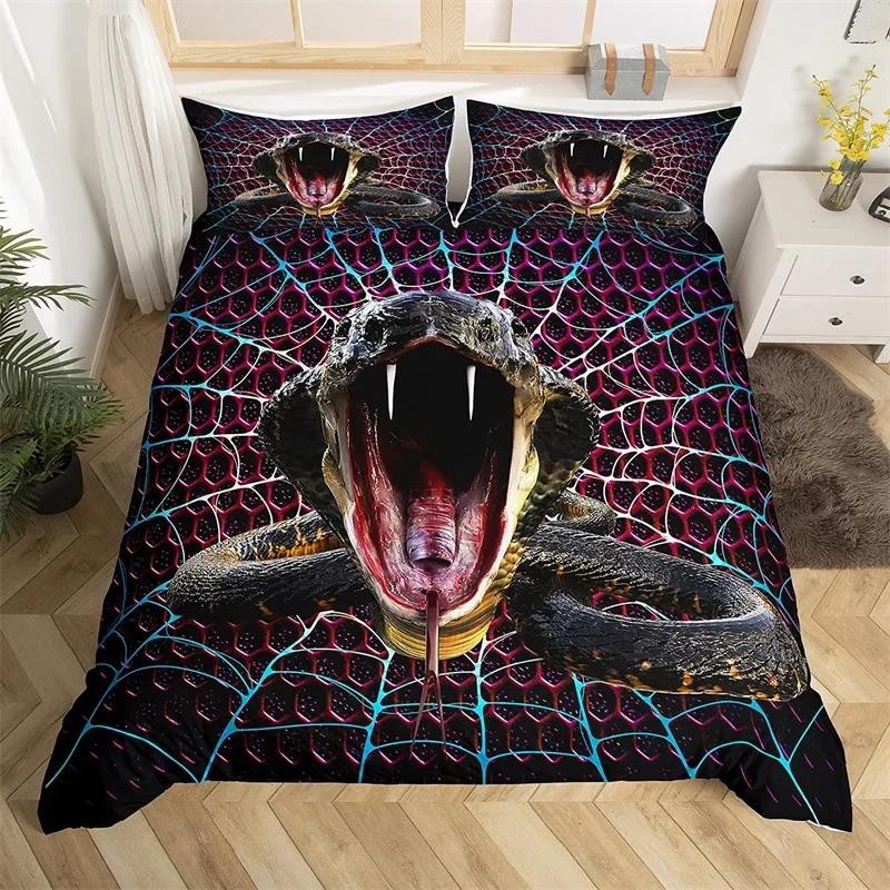 Snake Soft Duvet Cover Romantic Red Rose Floral Beding Set Microfiber Wild Animal Warm Comforter Cover Single King Quen For Children Kids Adult People