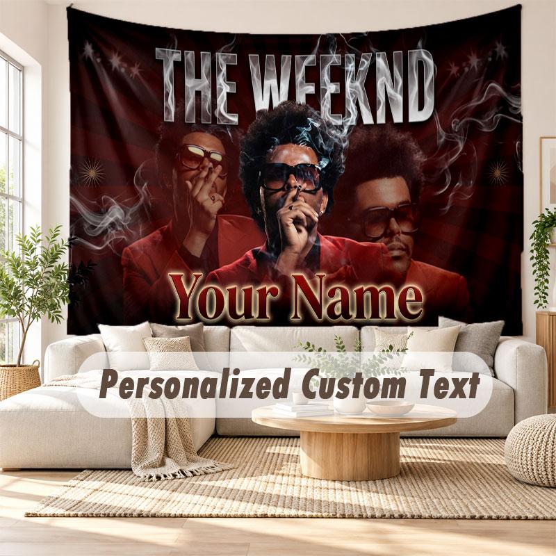 Arazzo da Parete con Nome Personalizzato, Arazzo Decorativo Sfondo The Weeknd per Dormitorio Casa