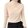 Half High Collar Long Sleeves Slim Fit Bottoming Blouse Autumn Winter Thickened Double-Sided Fleece Pure Color Thermal Top Daily Clothing