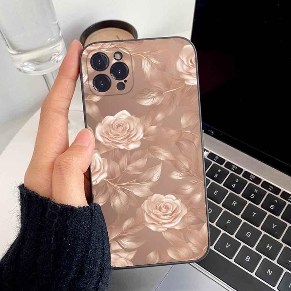 Beautiful Gold Rose Phone Case Silicone Soft For Iphone 16 15 14 13 12 11 Pro Mini XS MAX Plus X Cover