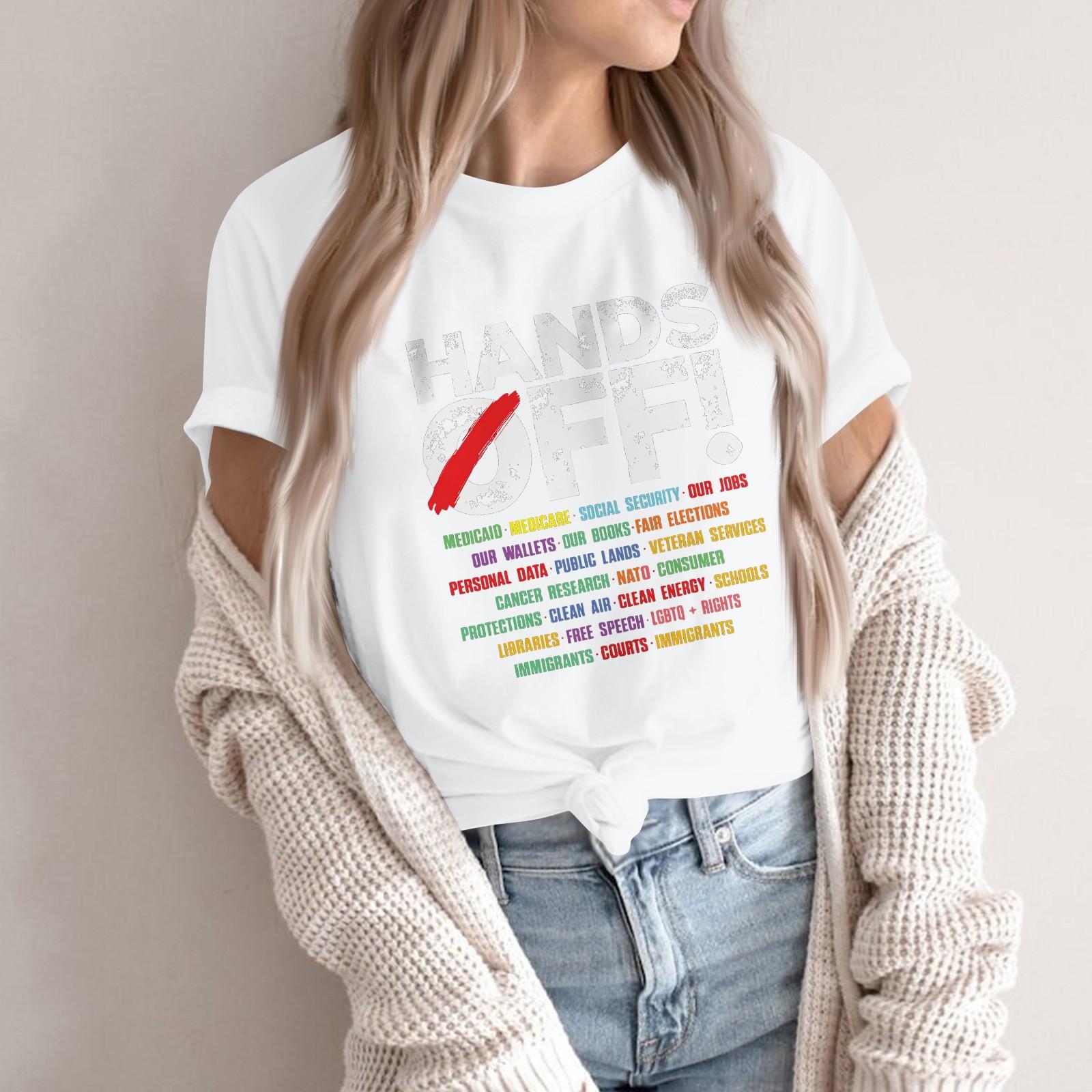 

HANDS OFF - Men And Women With The Same Casual Fashion Street Slim Short-sleeved T-shirt T-shirts Around Current Events And Politics XL білий