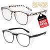 (Leopard + Schwarz)2 Farben Schutzbrille Klar Flach Leicht Anti-Beschlag Augenschutz & Perfekte Geschenkwahl Modell HM9