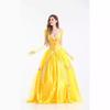 Beautiful woman and beast halloween adult bell princess yellow dress, masquerade costume