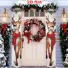 2pcs Christmas Reindeer Garland Banner 30x180cm, Red Scarf Holly Pattern, Indoor Outdoor Door Couplet Hanging