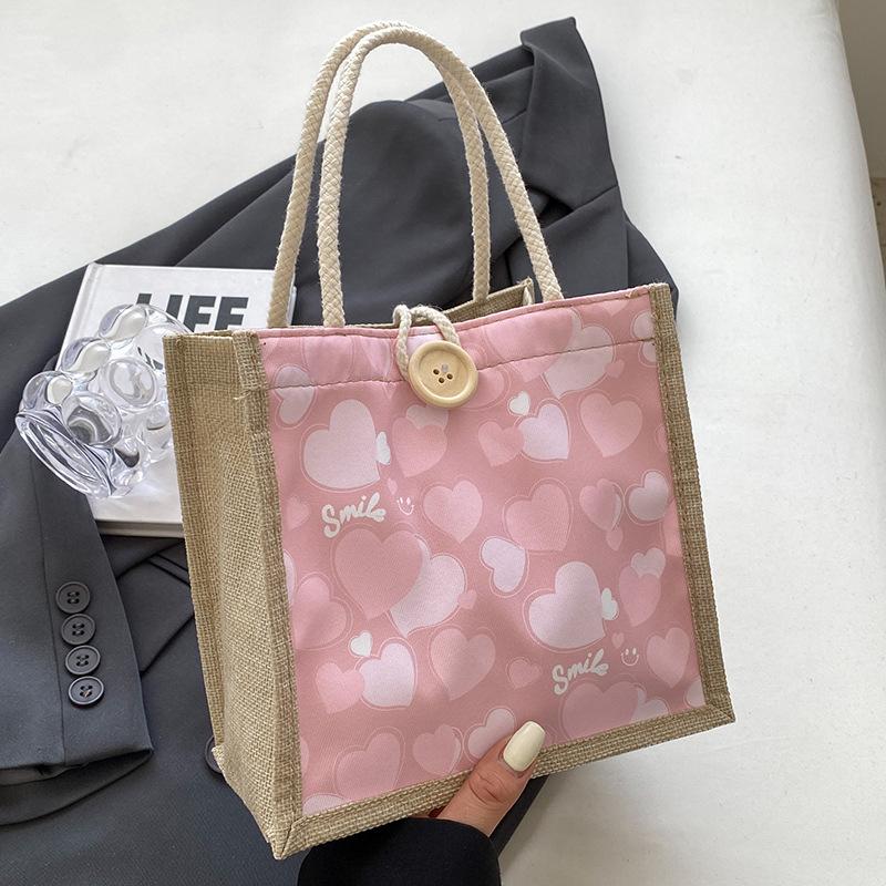 Cute Cartoon Love Souvenir Girl Japanese Ins Small Tutoring Bag Summer Outing Hand Bento Bag