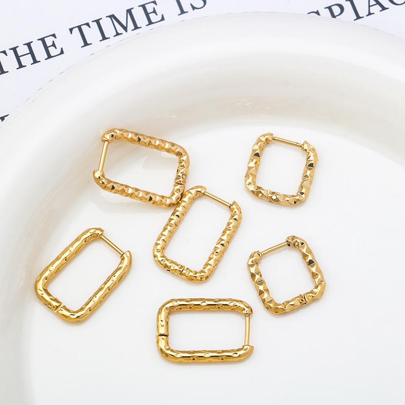 Women's Gold Minimalist Geometric Square Stainless Steel Earrings