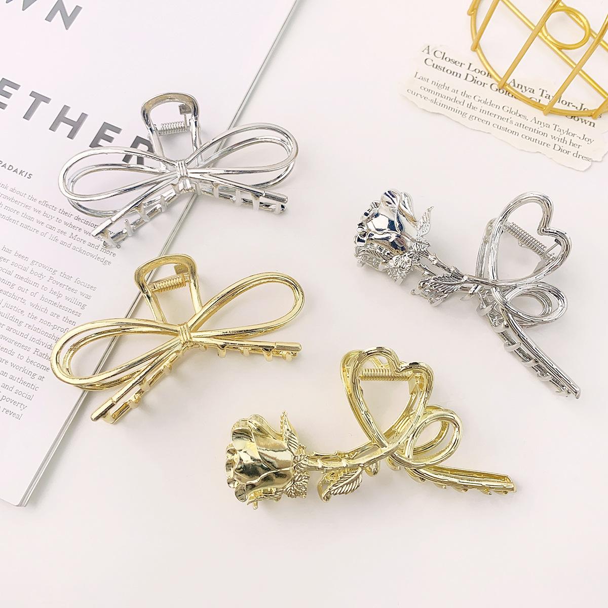 

Элегантный темперамент розовый металлический захват волос