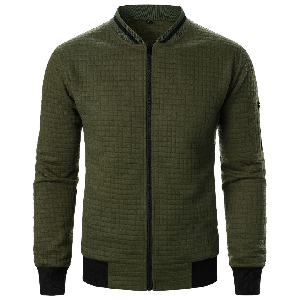 Men's Casual Zip Up Stand Collar Sweatshirt Jacket in Plaid and Colors