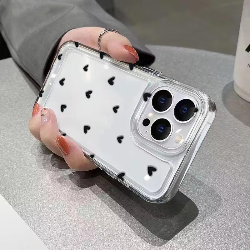 Black Heart Graphic Soft TPU Silicone Transparent Phone Case For iPhone 17 14 13 15 16 Pro Max 16E 12 11 16 Plus 17 Air Cover