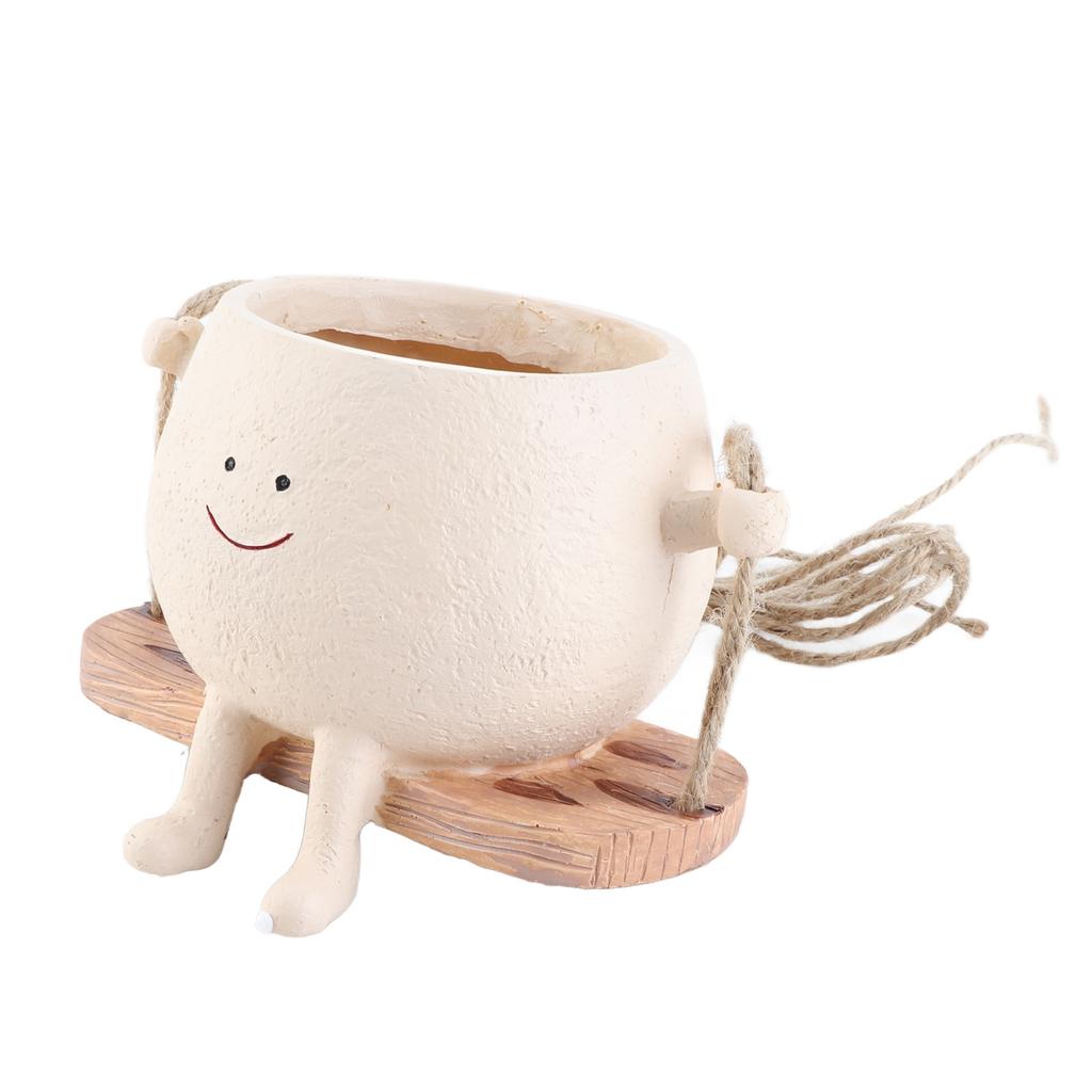 Swing Face Planter Resin Wall Hanging Head Planter Smiling Face Succulent Flower Pot for Indoor Outdoor Decoration