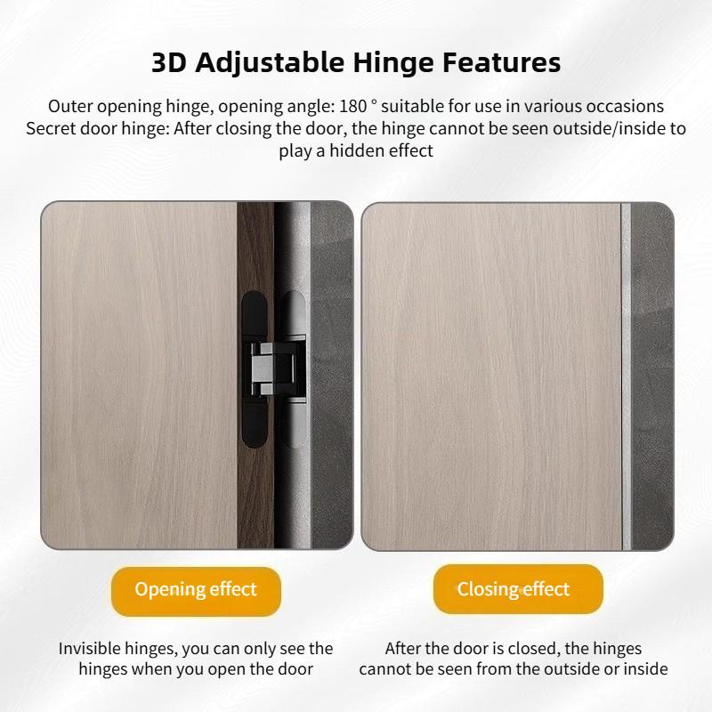 3D Hardware Supplies Hidden Door Hinges Adjustable Hotel Folding Door Inward and Outward Opening Concealed Door Closer