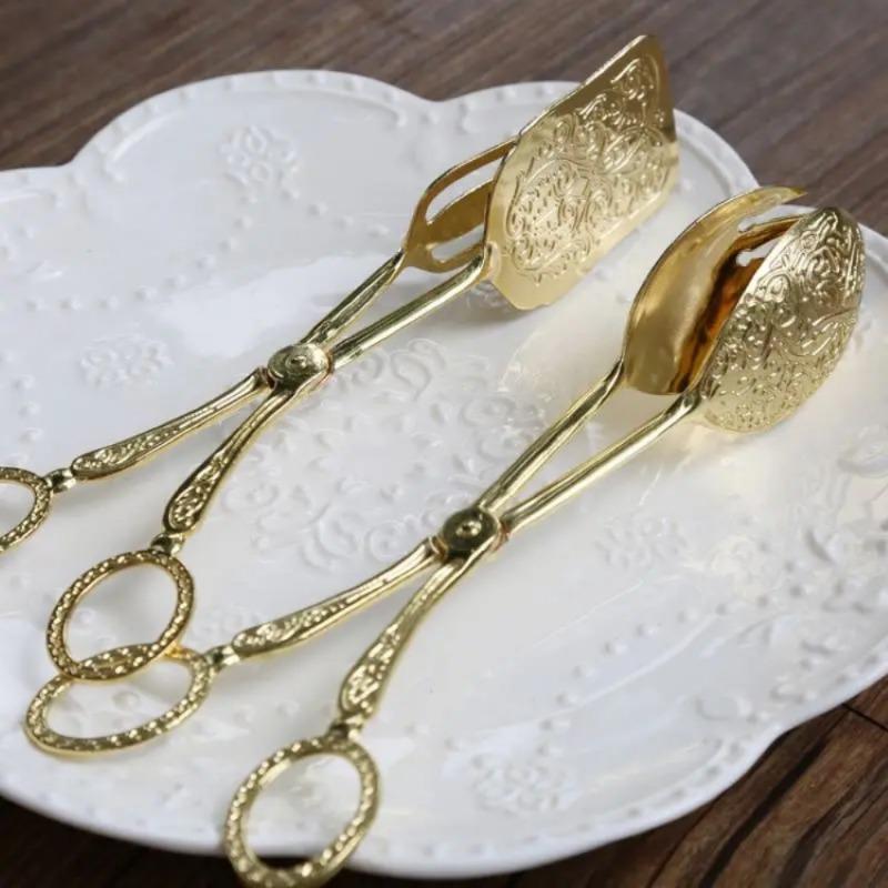 1PC Multifunctional Zinc Alloy Metal Spoon Salad Clip Exquisite Party Self-service Clip Tray Cake Birthday Party Tableware Clip