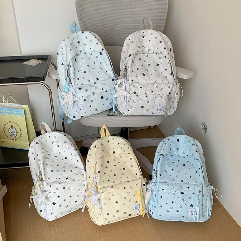 Schoolbag new schoolbag female student Korean version ins large capacity star printed backpack junior high school backpack