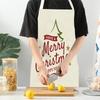 Kitchen Aprons for Women Men Merry Christmas Letters Printed Linen Bibs Household Cleaning Pinafore Home Cooking Apron Delantal