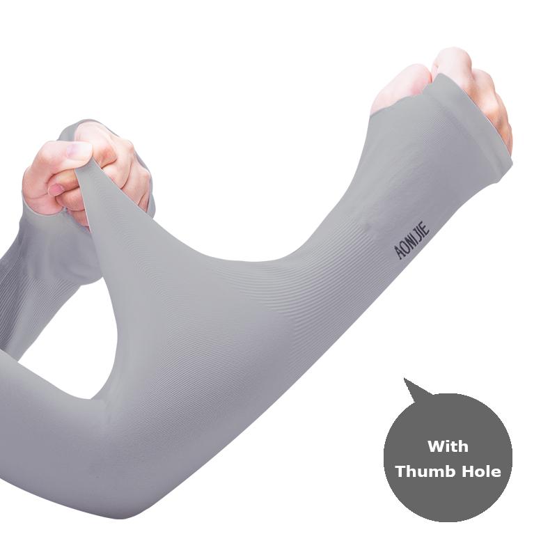 

1 Pair AONIJIE E4039 UV Sun Protection Cooling Arm Sleeve Cover Arm Cooler Warmer For Gloves Running Golf Cycling Driving With Thumb Hole Gray