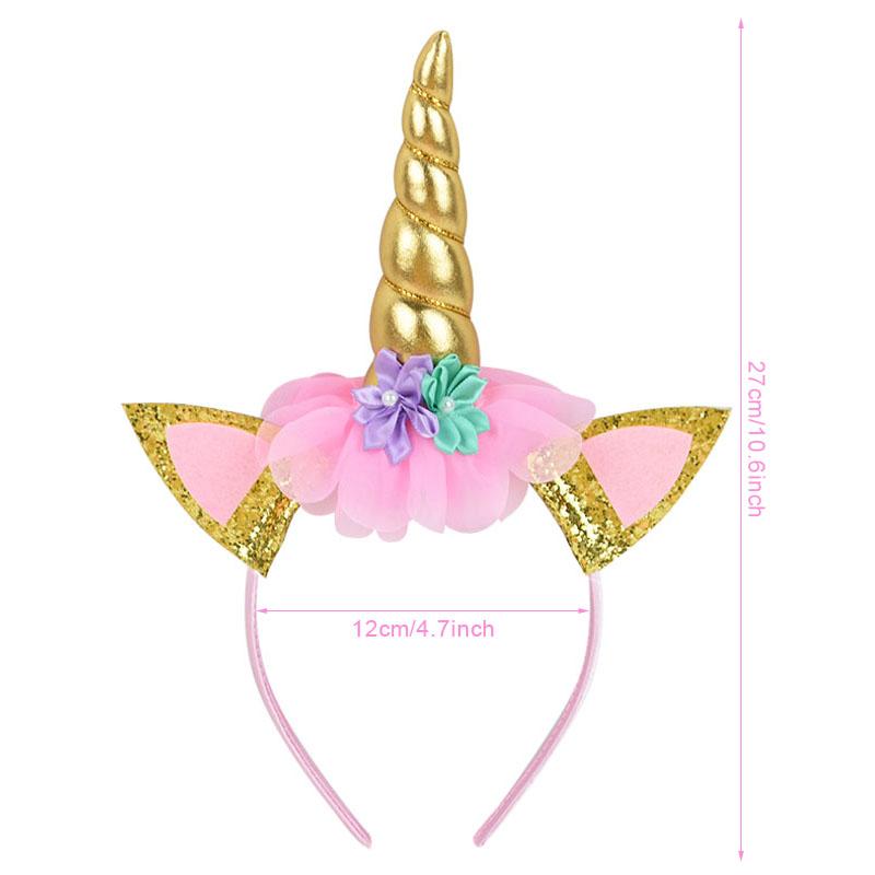 Unicorn Horn Headband Birthday Girl Sash Satin for Girl 1st Birthday Party Decoration Unicorn Theme Party Hair Band Baby Shower