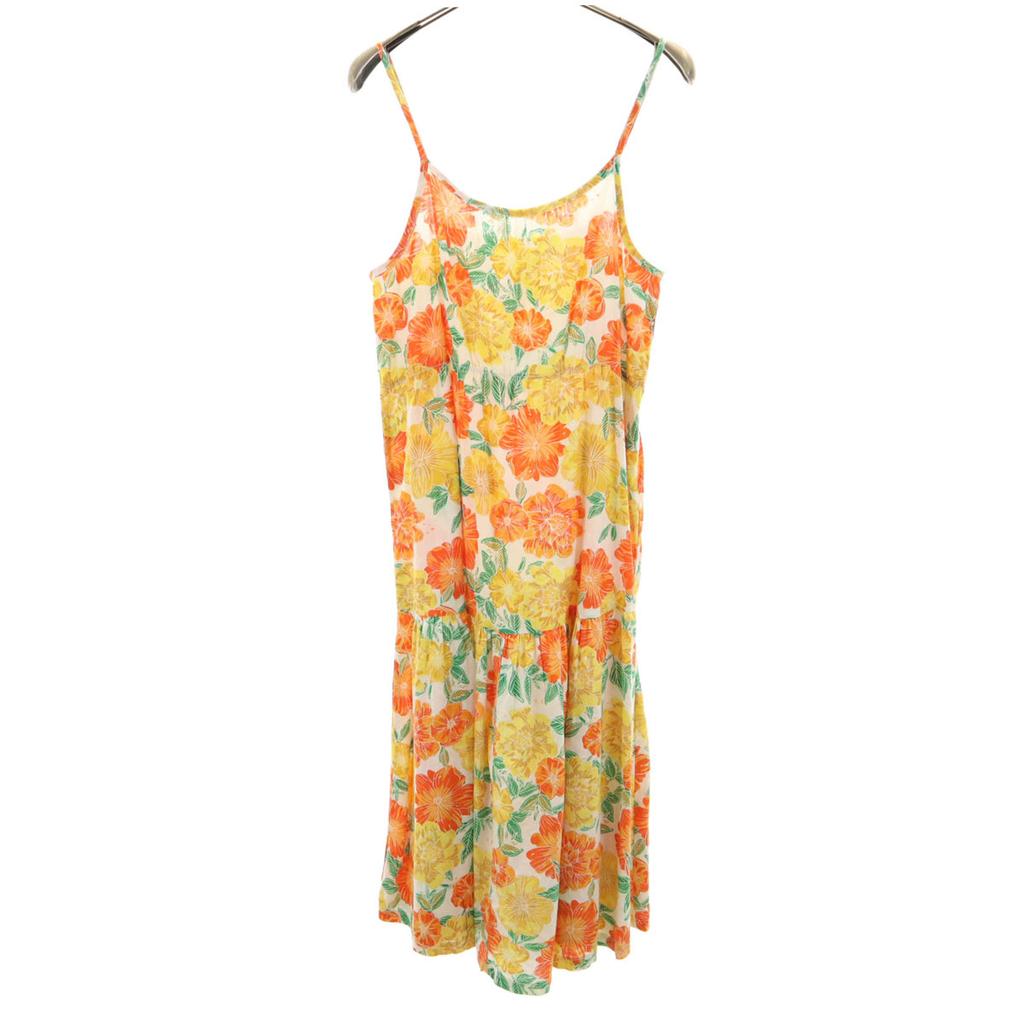 Zara Linen Blend Floral Cami One Piece 13-14 Orange Series Kid's Used
