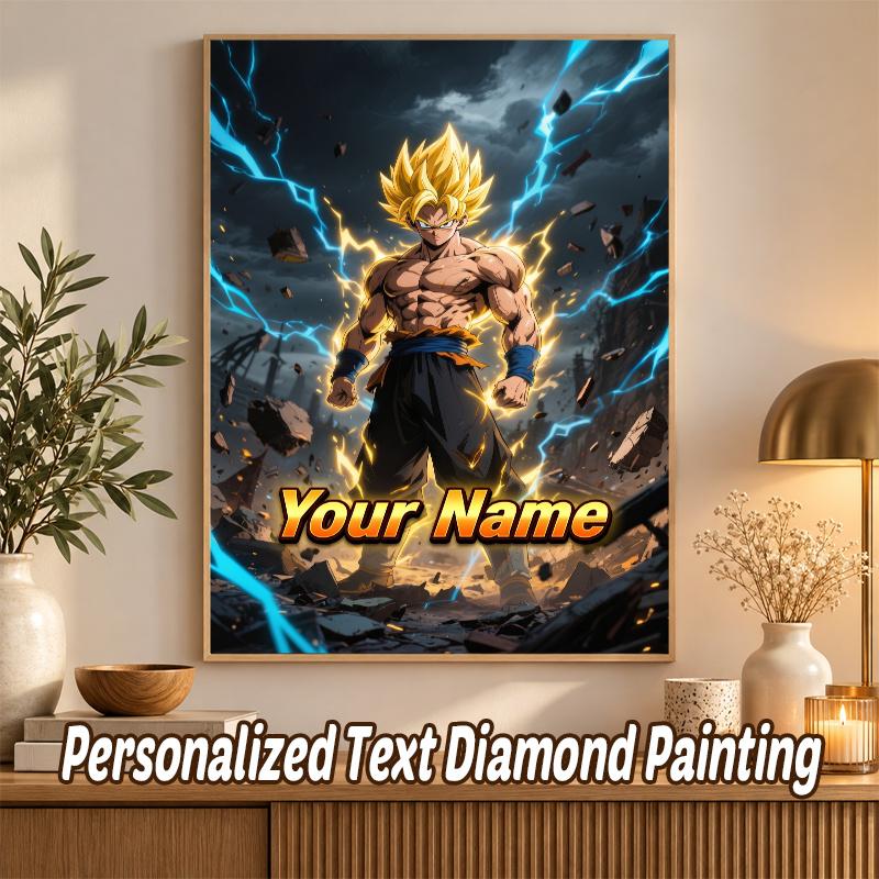 Dragon Ball Goku Custom Name Diamond Painting Personalized 5D Full Drill DIY Diamond Art Home Decor