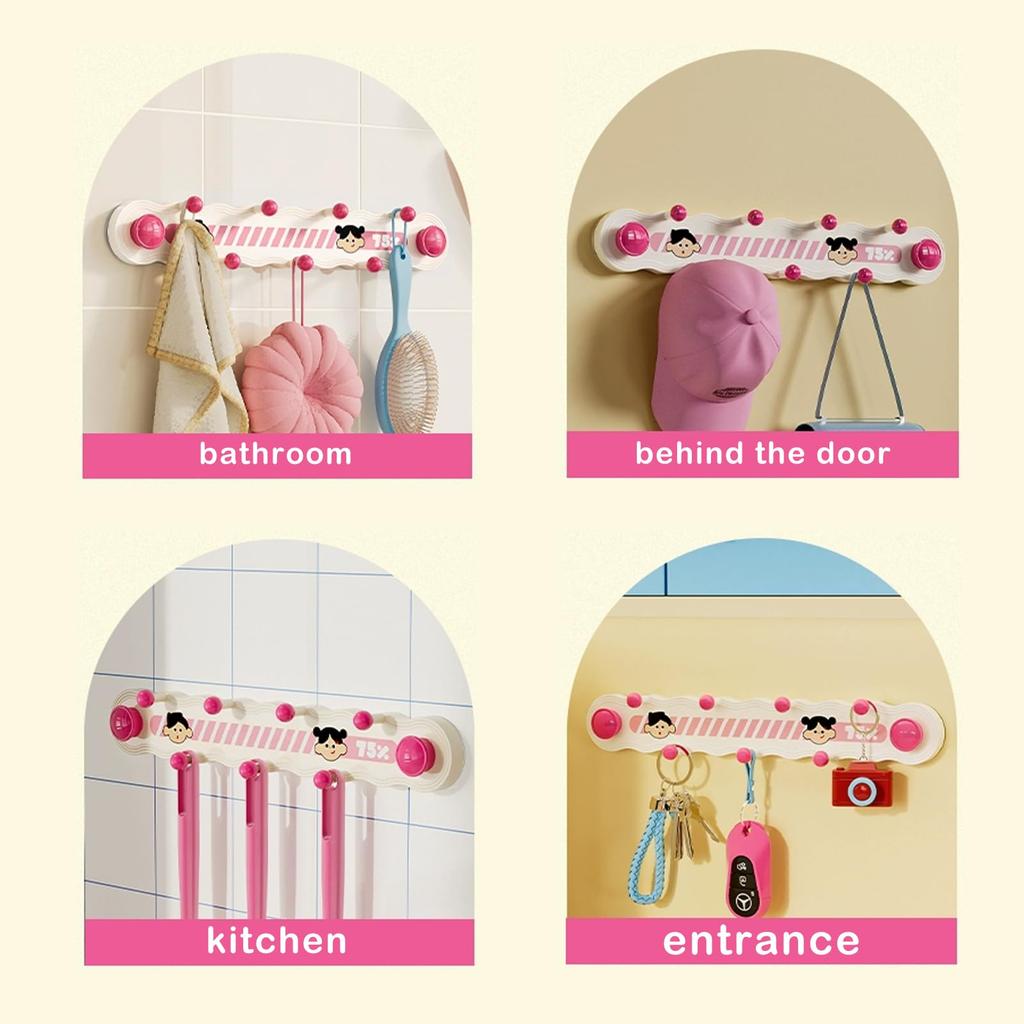 Dopamine Suction Cup Row Hook, Damage-Free Hooks, Punch-Free Strong Load-Bearing for Bathroom,Over Door Hooks for Dorm