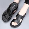 New Summer Genuine Leather Men Sandals Black Khaki Outdoor Casual Sandals Cowhide Beach Shoes Two Uses Men's Sandals Slippers