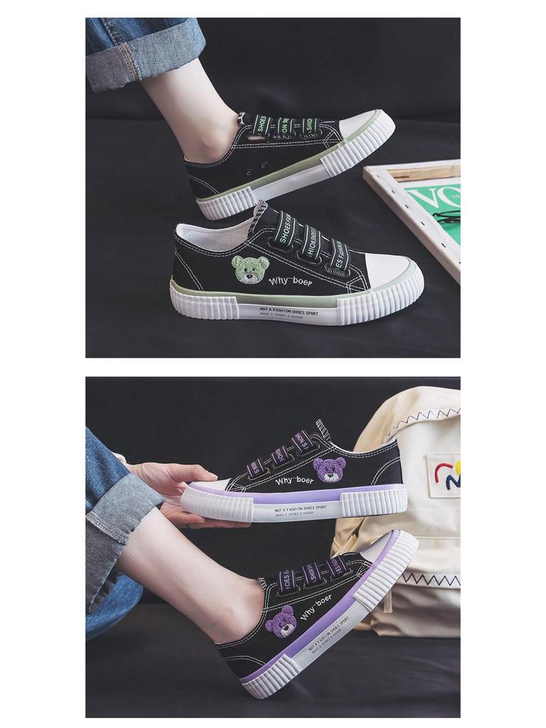 Women's Elastic Band Canvas Slip-On Shoes - 2024 Versatile Low-Top Casual