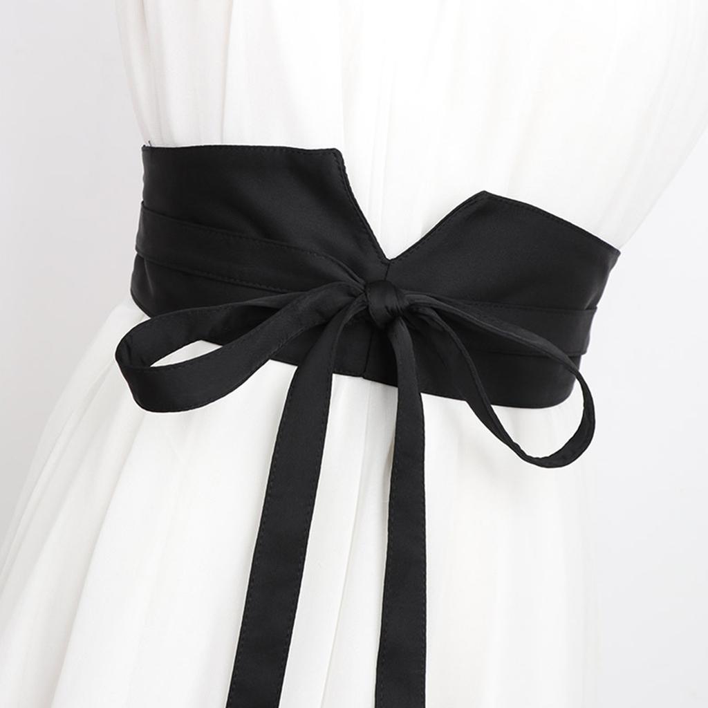 Ladies Underbust Corset Satiny Wide Waist Belt with Self Tie Rope Universal Women Formal Dress Shirt Coat Corset