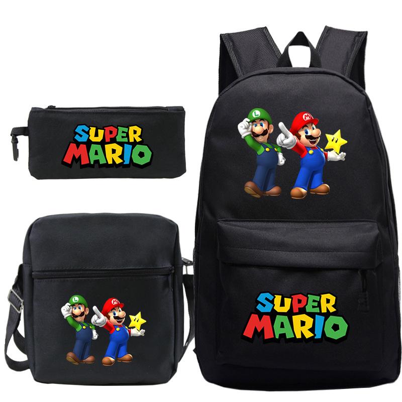 Super Mary Three-Piece Schoolbag, Male And Female Students, Large-Capacity Schoolbag, Shoulder Bag, Pencil Case.